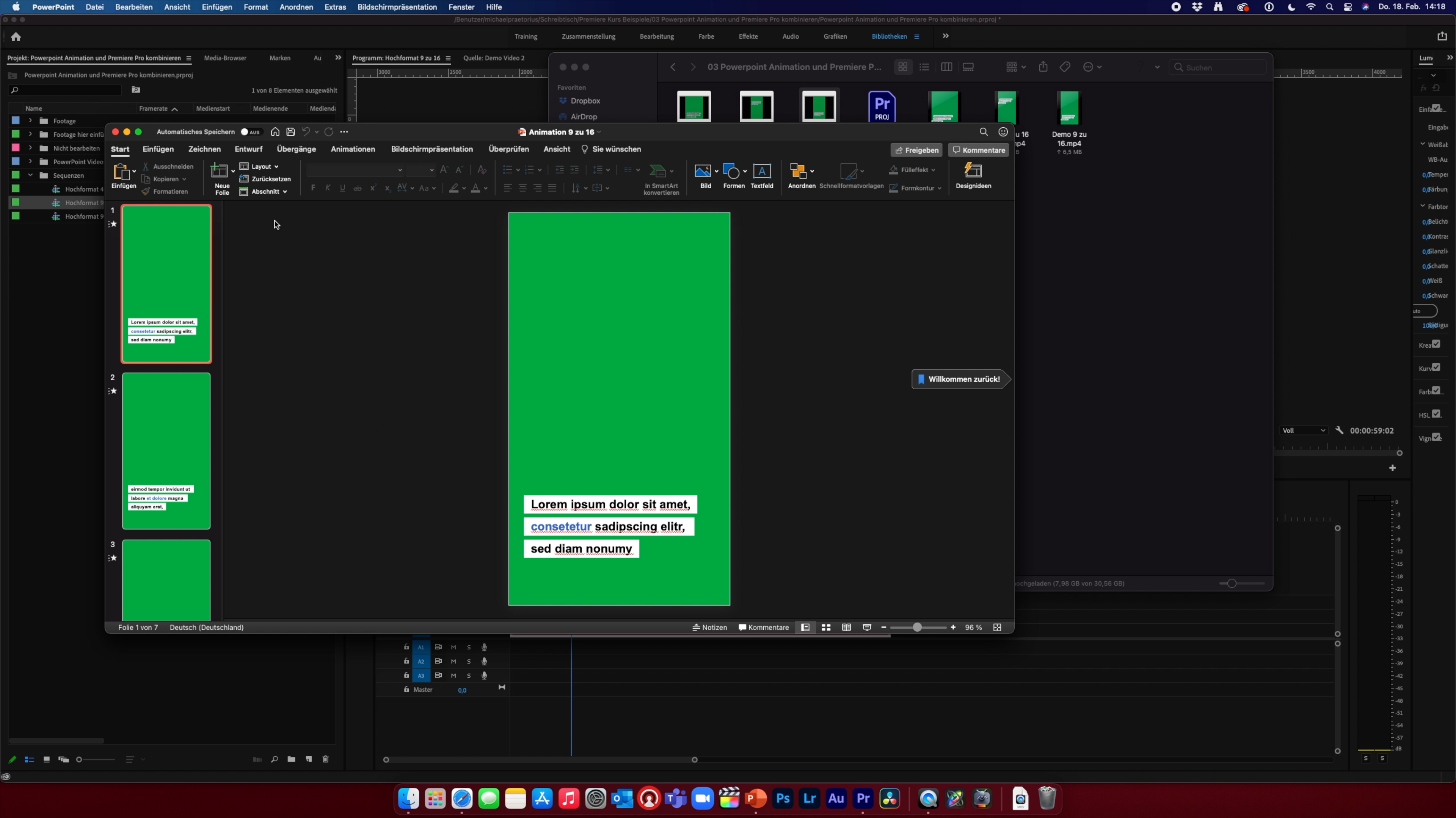 Textanimationen von Powerpoint mit Premiere Pro kombineren